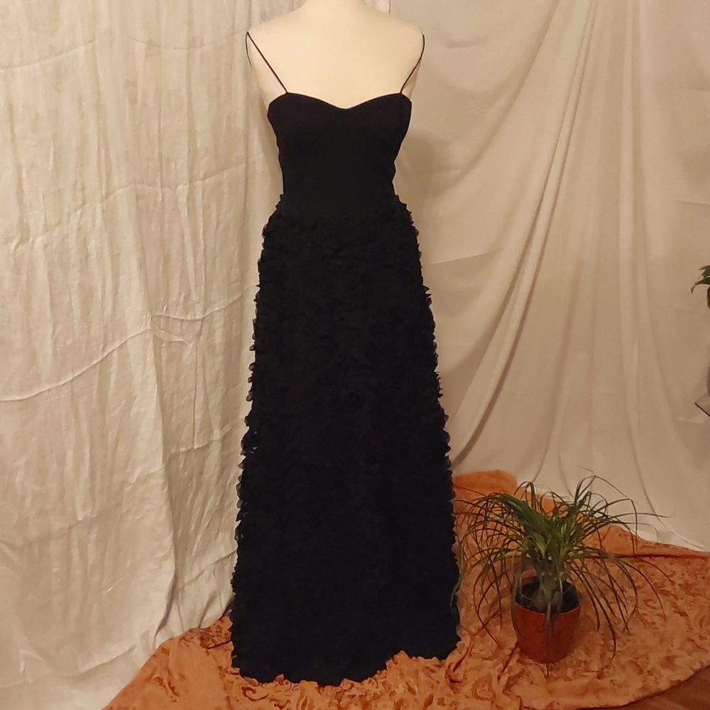 Aidan by Adian Mattox Black Ruffle Maxi size US 6